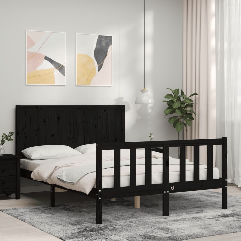 vidaXL Bed Frame without Mattress Black 140x200 cm Solid Wood Pine