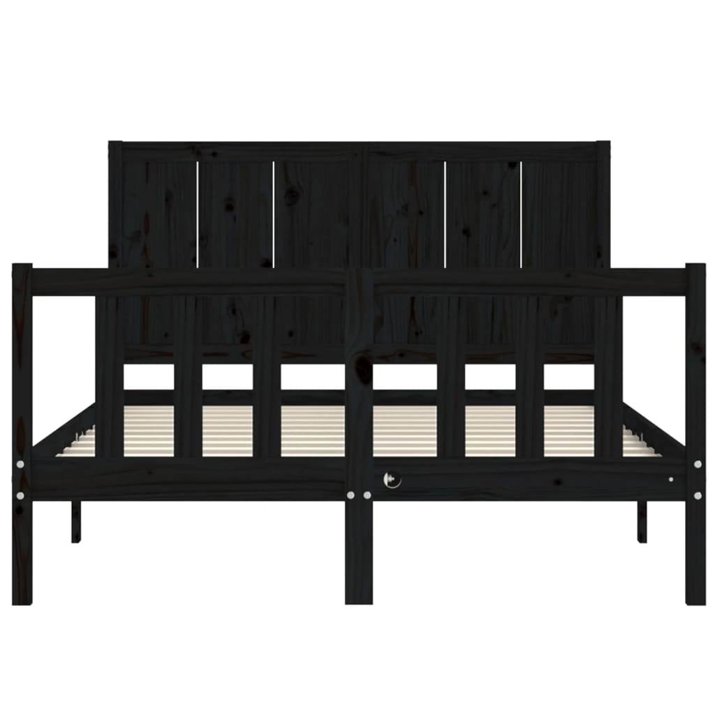 vidaXL Bed Frame without Mattress Black 140x200 cm Solid Wood Pine