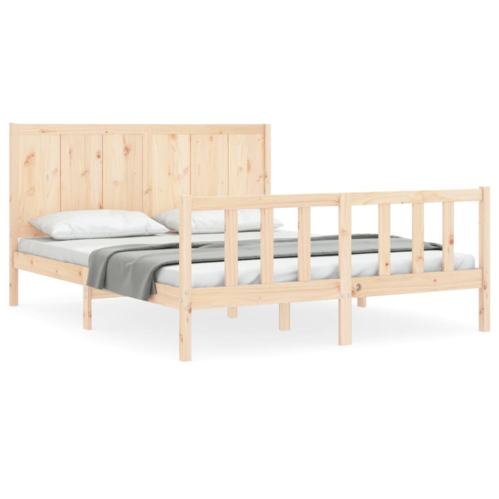 vidaXL Bed Frame without Mattress King Size Solid Wood Pine