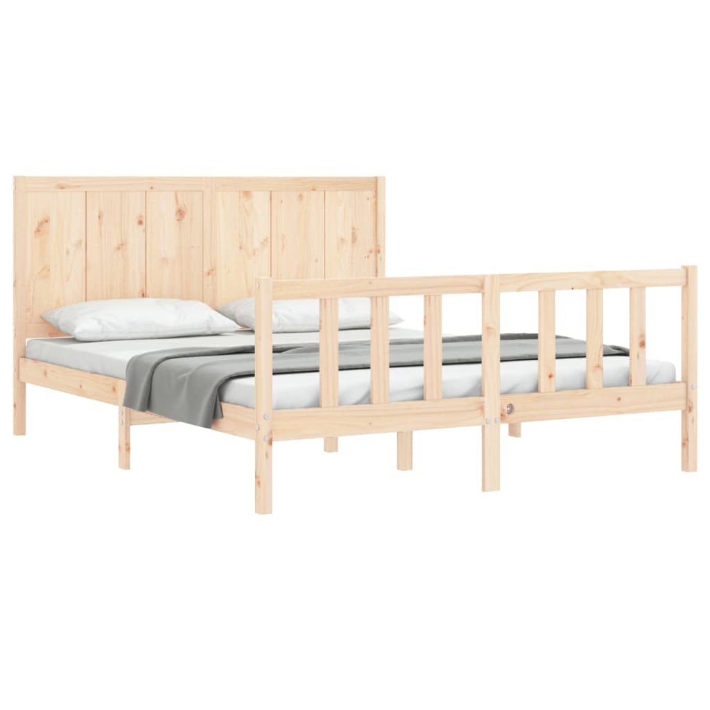 vidaXL Bed Frame without Mattress King Size Solid Wood Pine