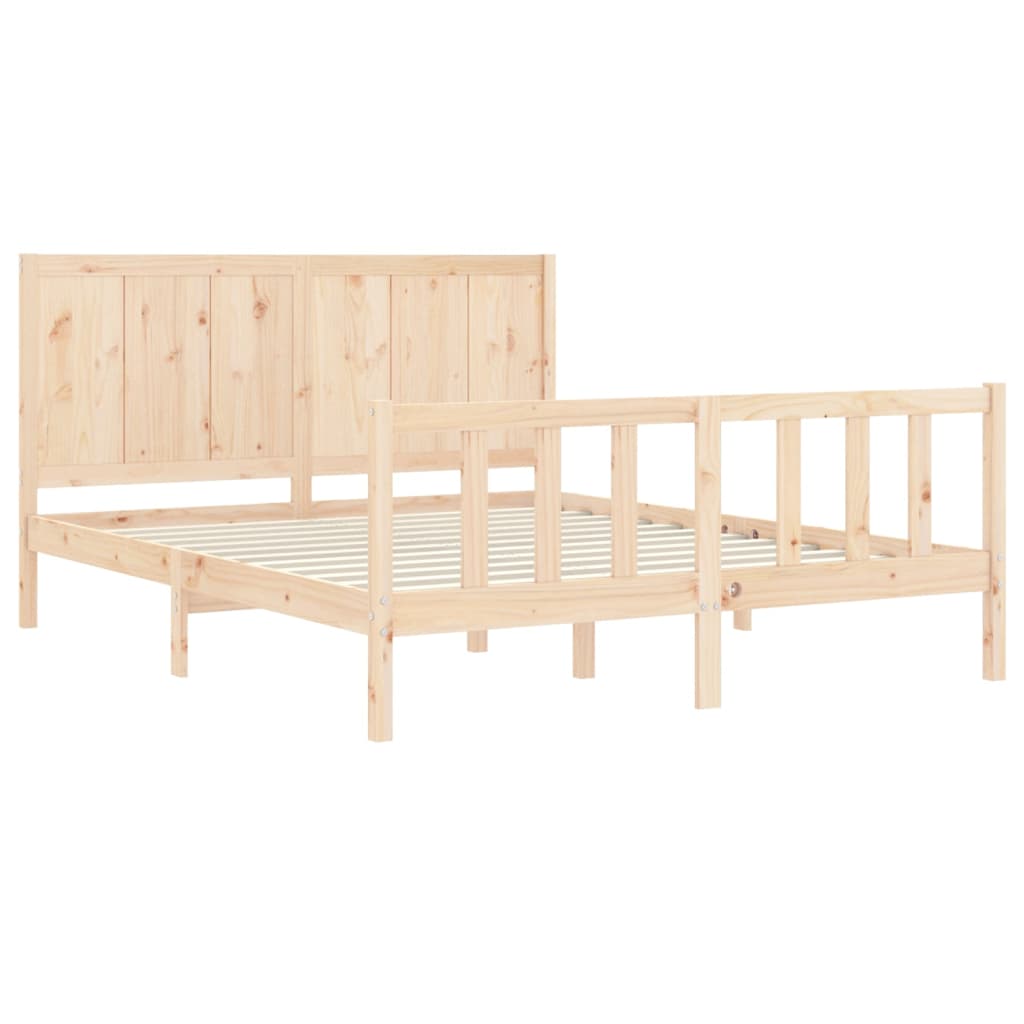 vidaXL Bed Frame without Mattress King Size Solid Wood Pine