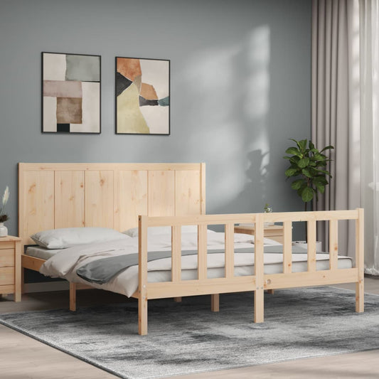 vidaXL Bed Frame without Mattress King Size Solid Wood Pine