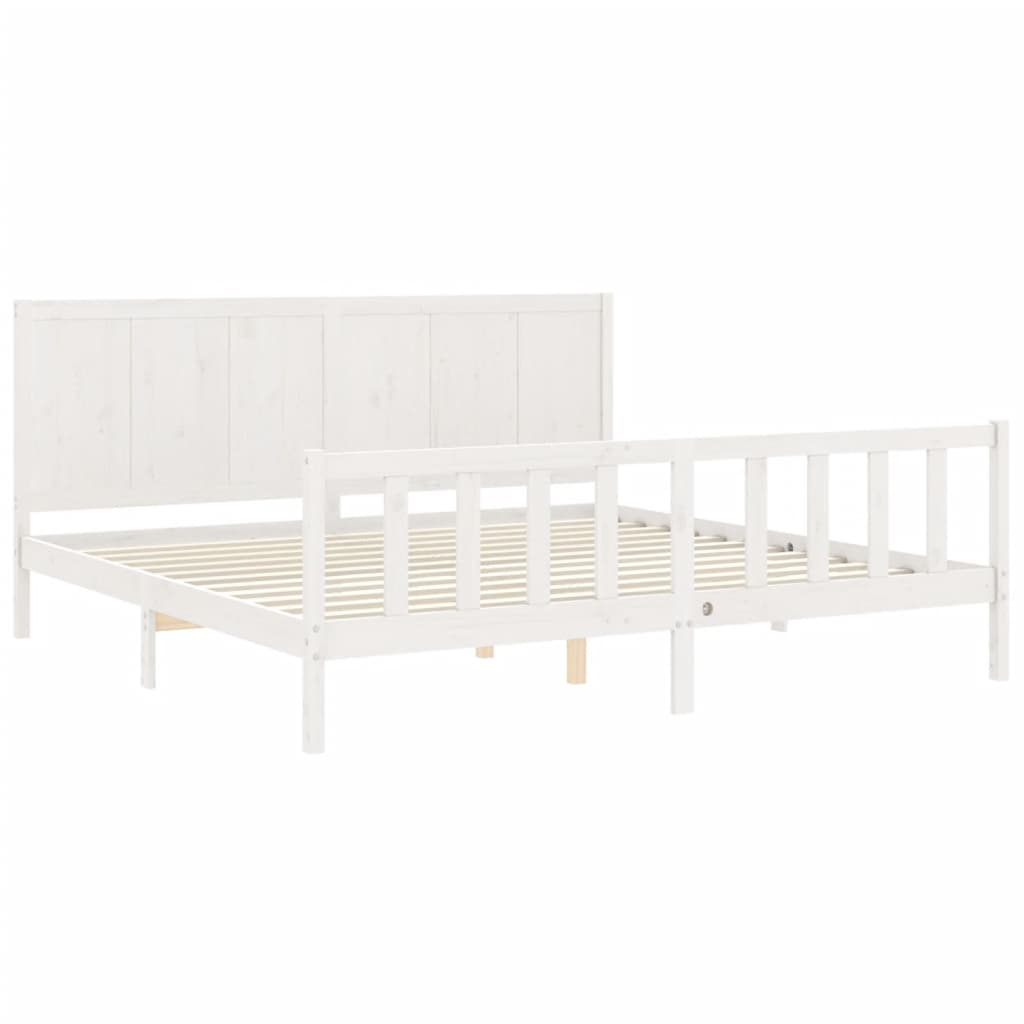 vidaXL Bed Frame without Mattress White Super King Size Solid Wood Pine