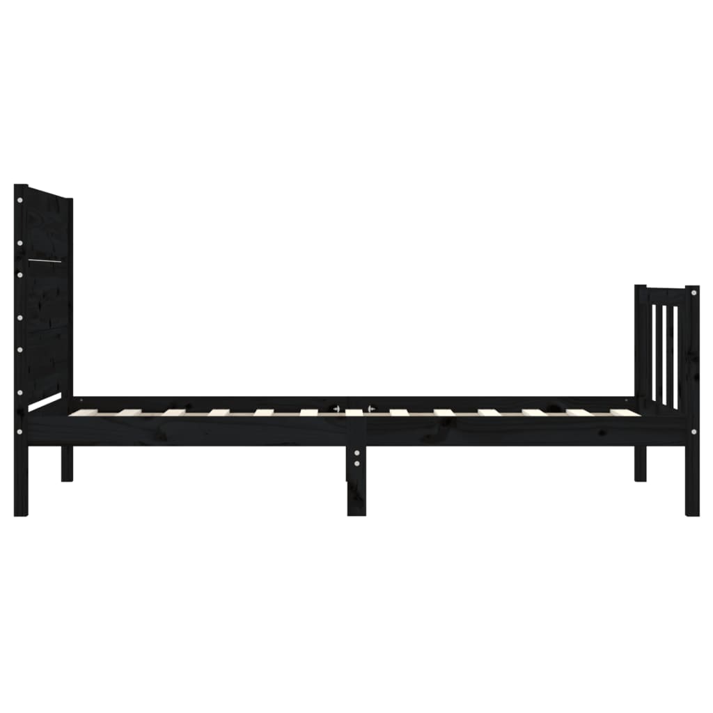 vidaXL Bed Frame without Mattress Black Small Single Solid Wood Pine