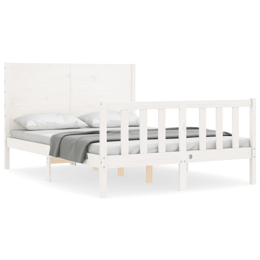 vidaXL Bed Frame without Mattress White Small Double Solid Wood Pine