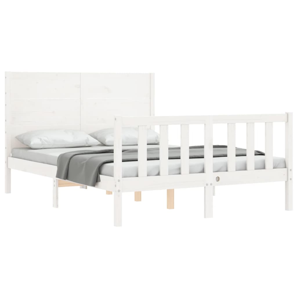 vidaXL Bed Frame without Mattress White Small Double Solid Wood Pine