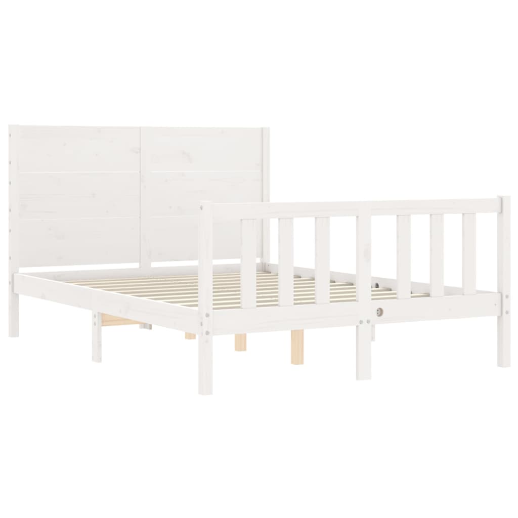 vidaXL Bed Frame without Mattress White Small Double Solid Wood Pine