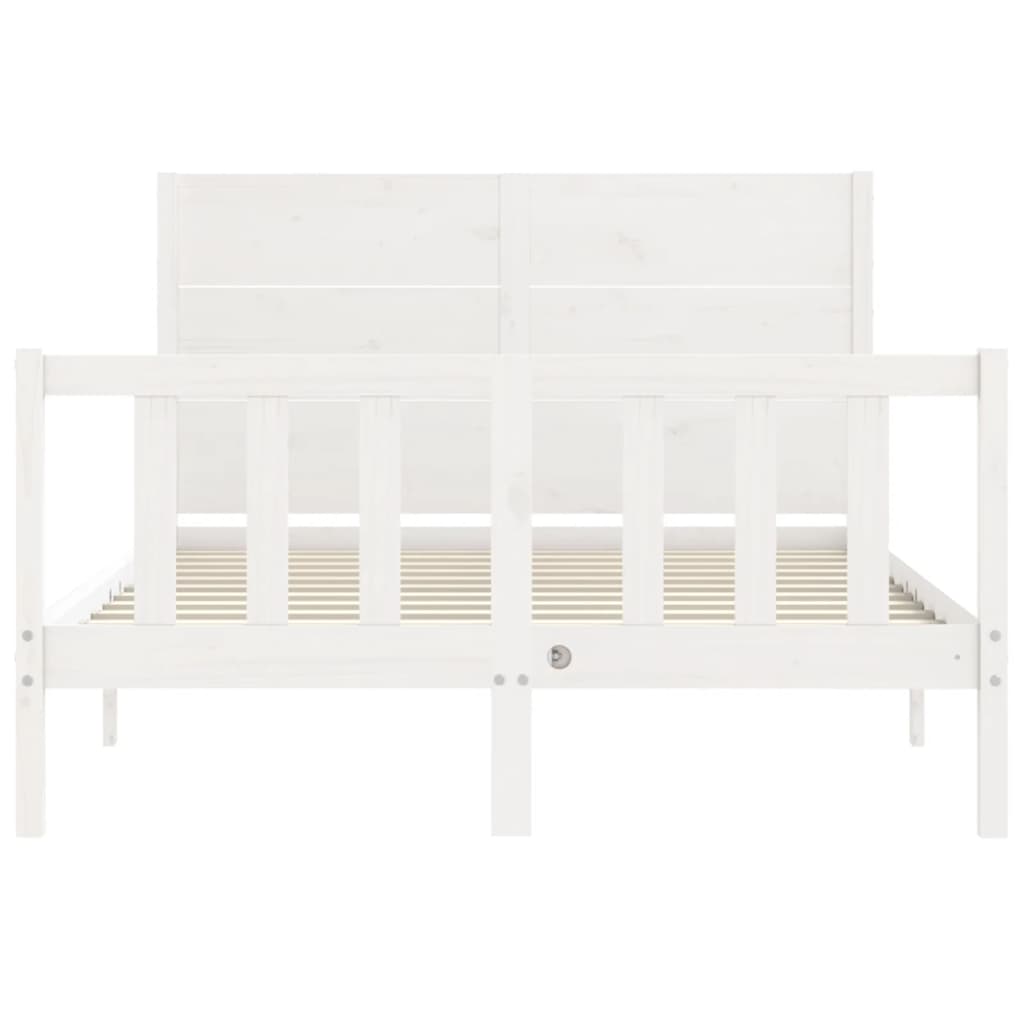 vidaXL Bed Frame without Mattress White Small Double Solid Wood Pine