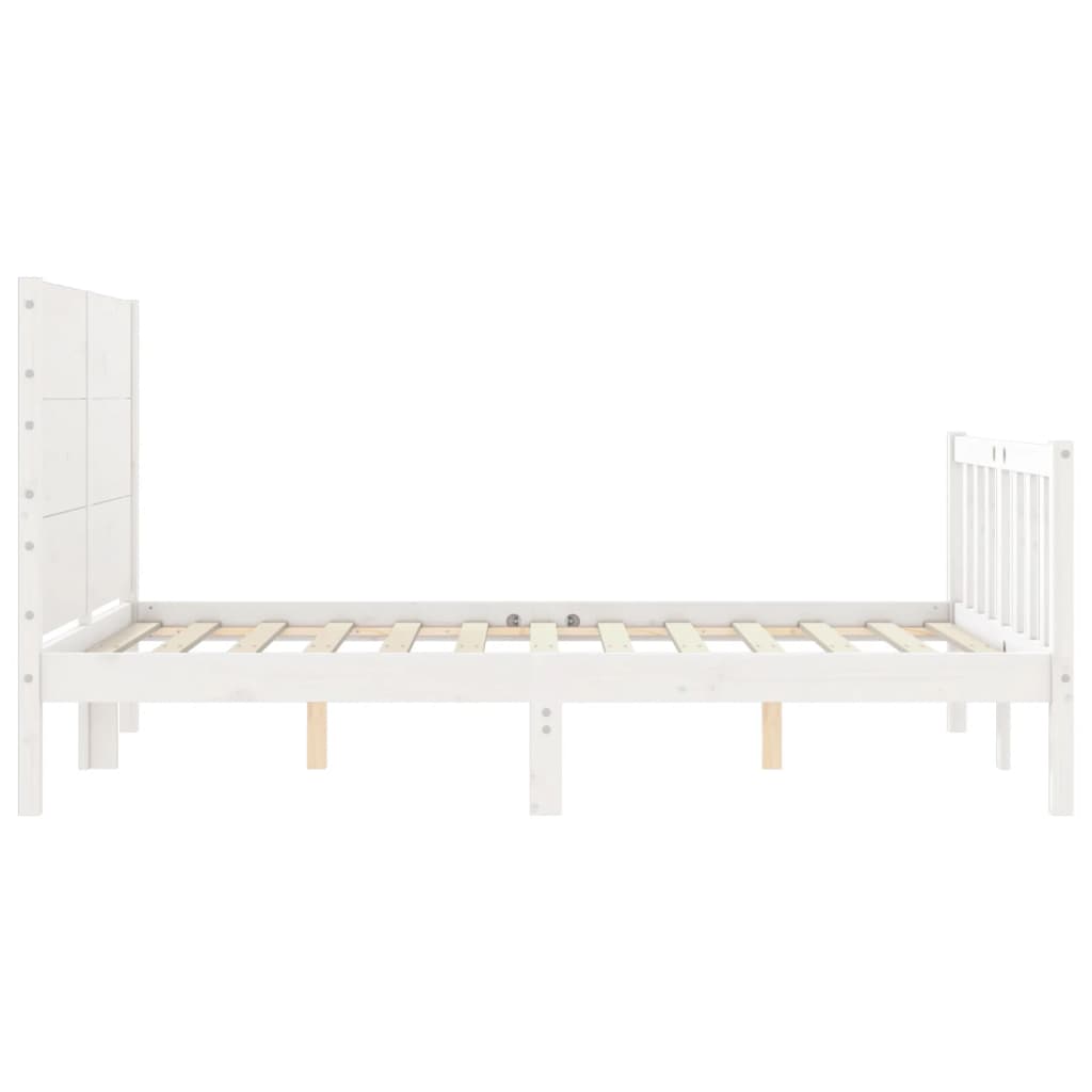 vidaXL Bed Frame without Mattress White Small Double Solid Wood Pine