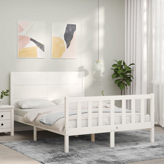 vidaXL Bed Frame without Mattress White Small Double Solid Wood Pine