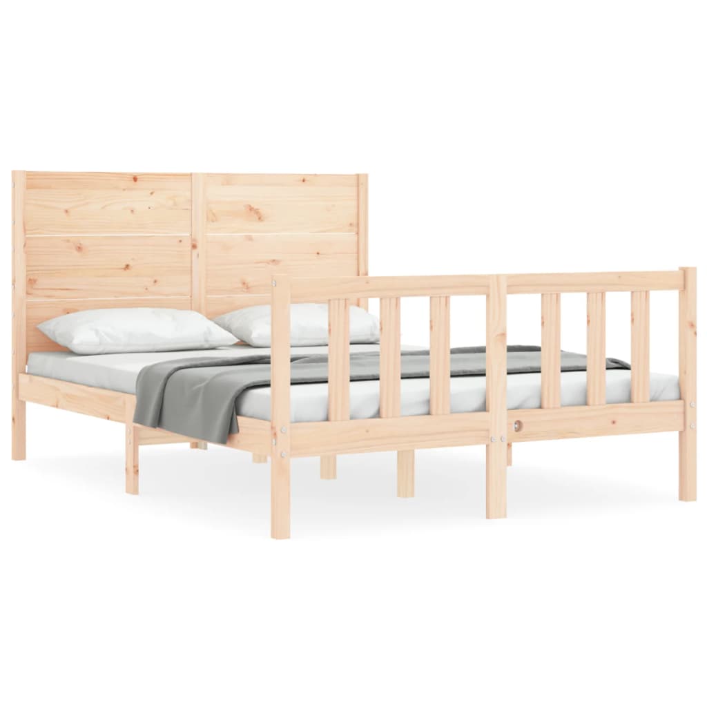 vidaXL Bed Frame without Mattress Double Solid Wood Pine