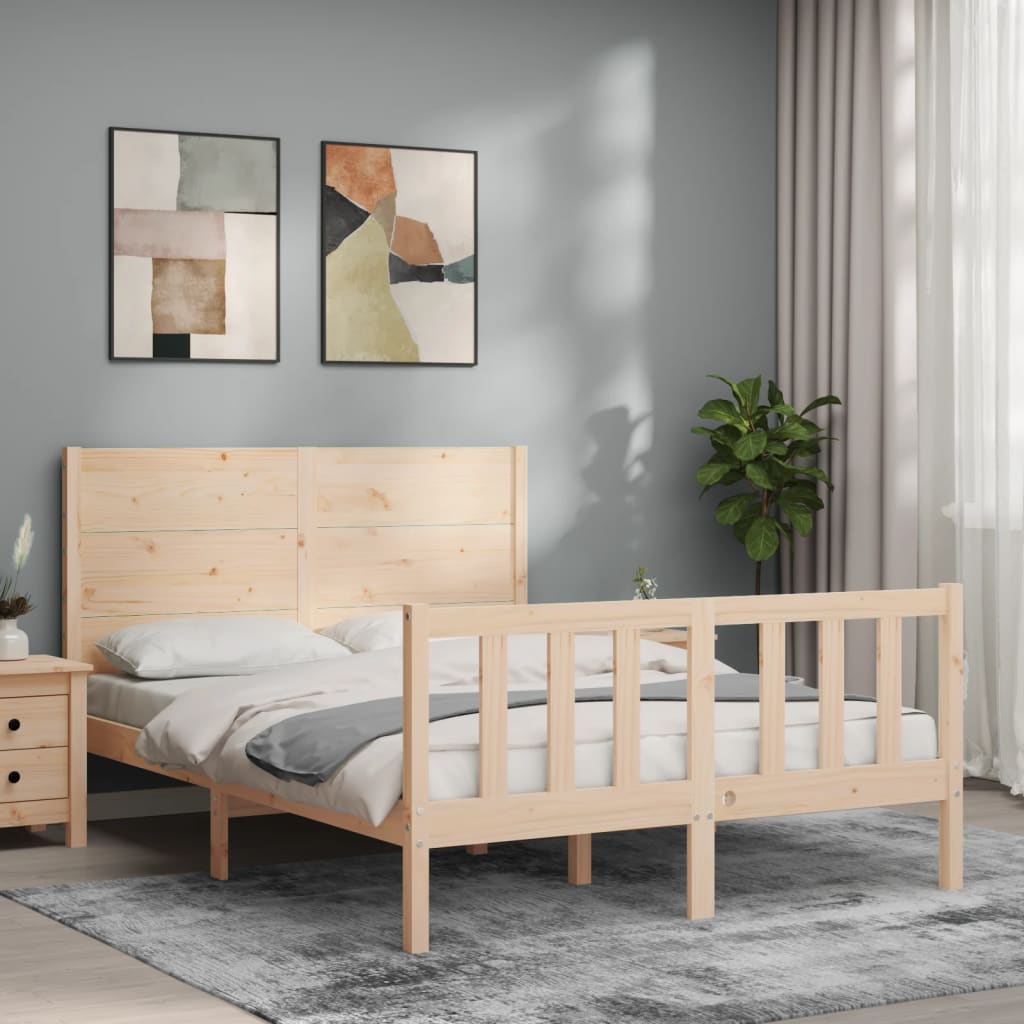 vidaXL Bed Frame without Mattress Double Solid Wood Pine