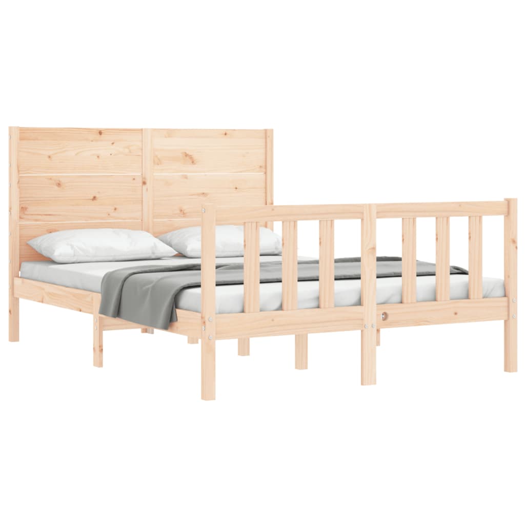 vidaXL Bed Frame without Mattress Double Solid Wood Pine