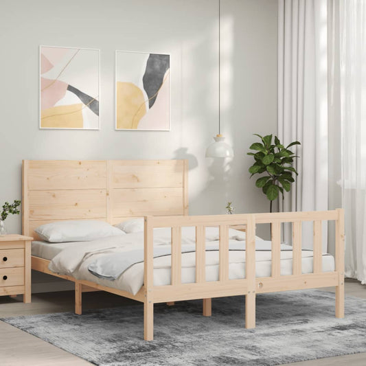 vidaXL Bed Frame without Mattress Double Solid Wood Pine