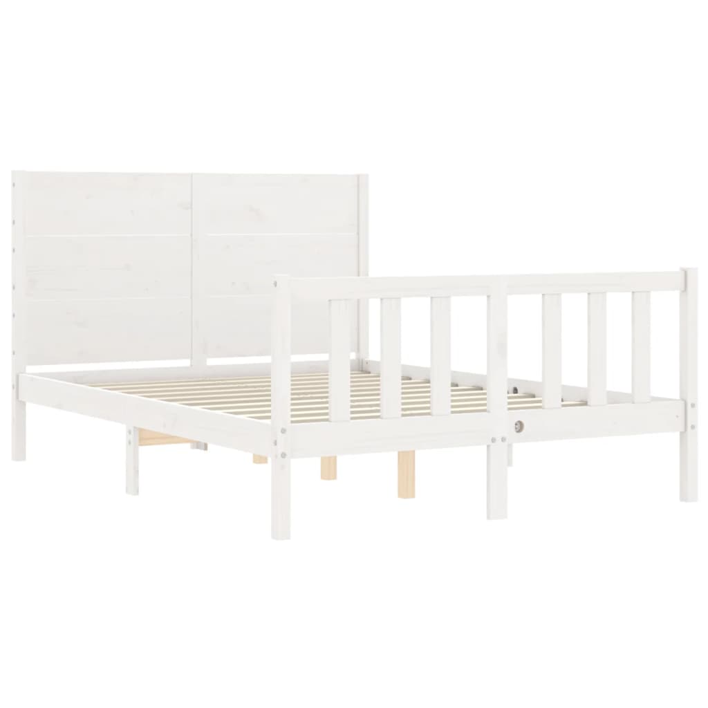 vidaXL Bed Frame without Mattress White Double Solid Wood Pine