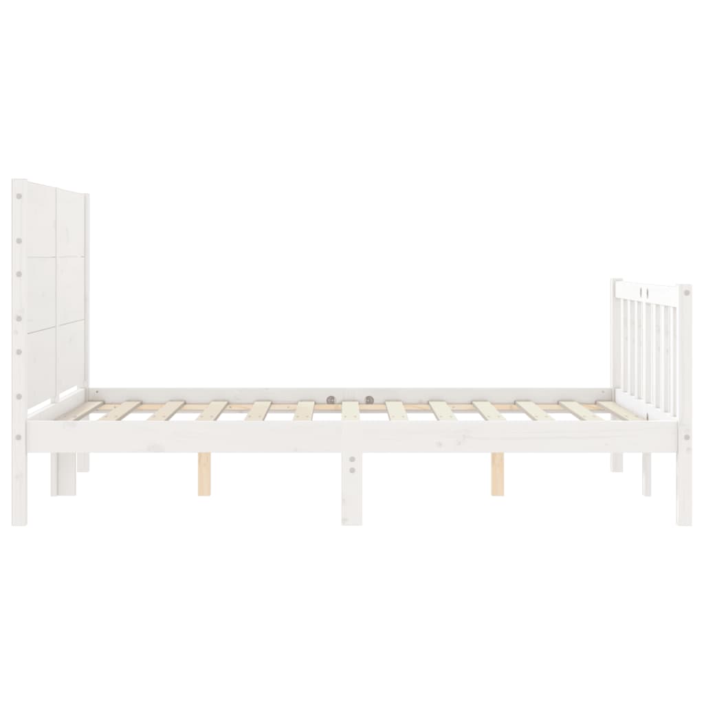 vidaXL Bed Frame without Mattress White Double Solid Wood Pine