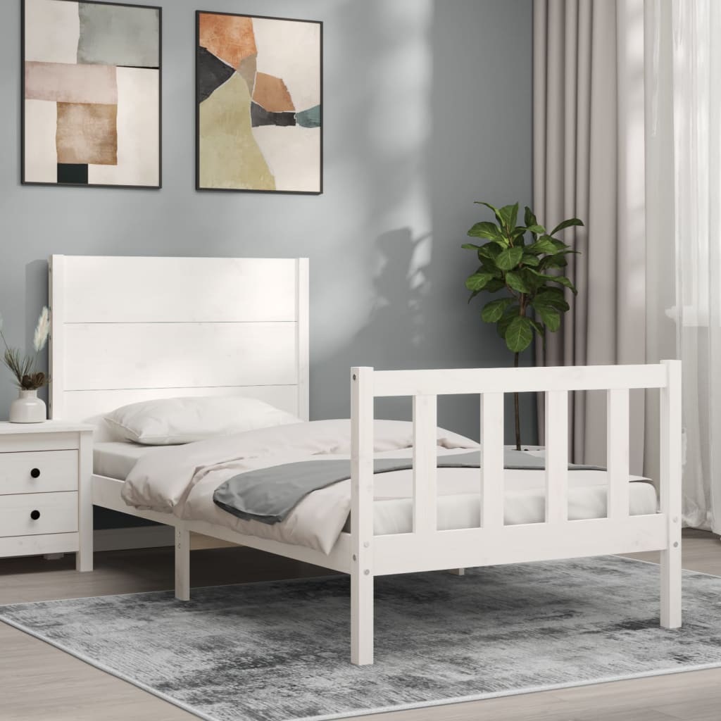 vidaXL Bed Frame without Mattress White 100x200 cm Solid Wood Pine