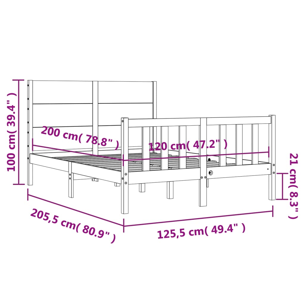 vidaXL Bed Frame without Mattress 120x200 cm Solid Wood Pine