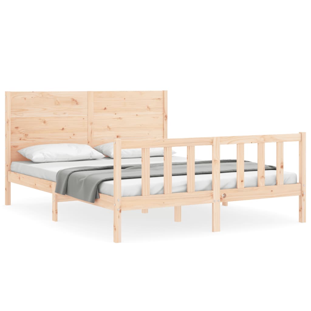 vidaXL Bed Frame without Mattress King Size Solid Wood Pine