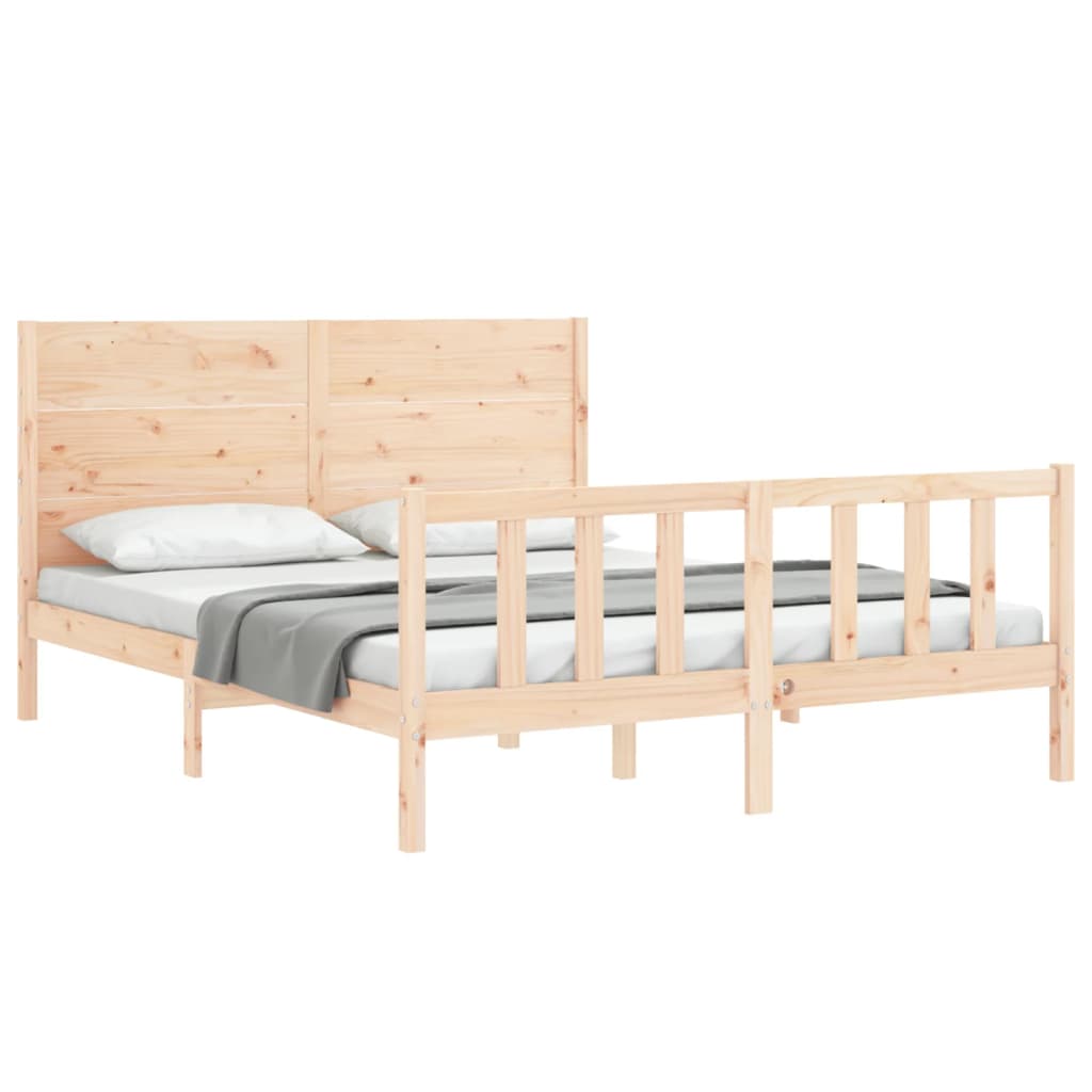 vidaXL Bed Frame without Mattress King Size Solid Wood Pine