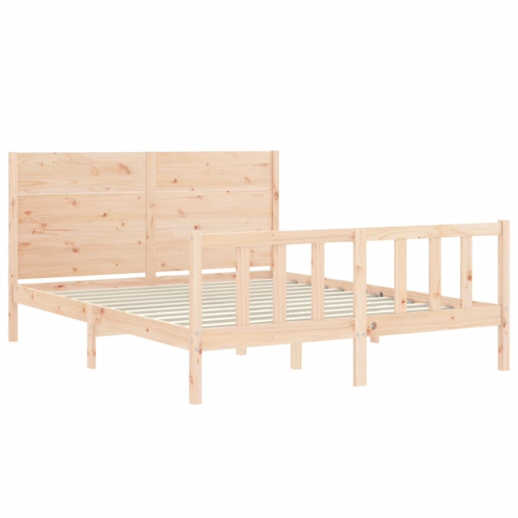 vidaXL Bed Frame without Mattress King Size Solid Wood Pine