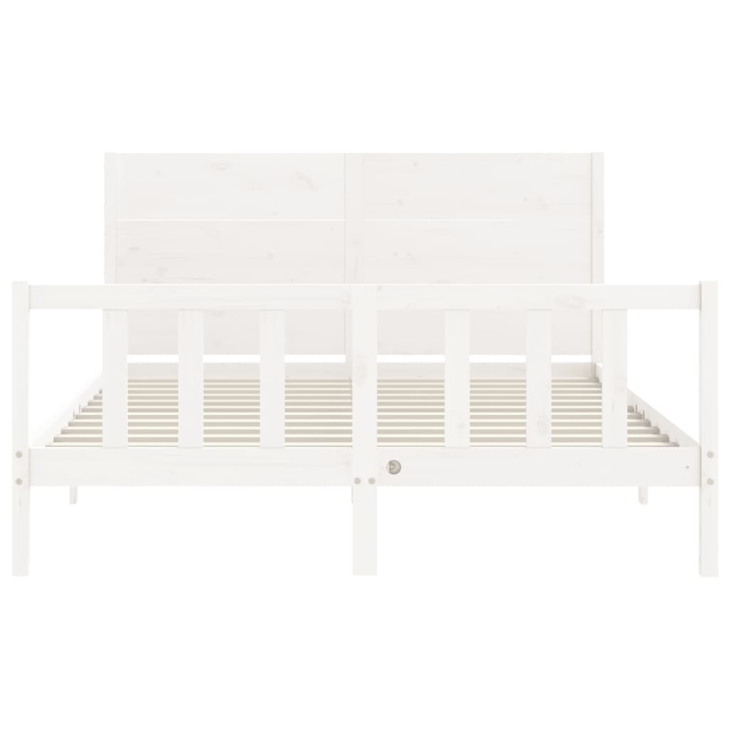 vidaXL Bed Frame without Mattress White King Size Solid Wood Pine