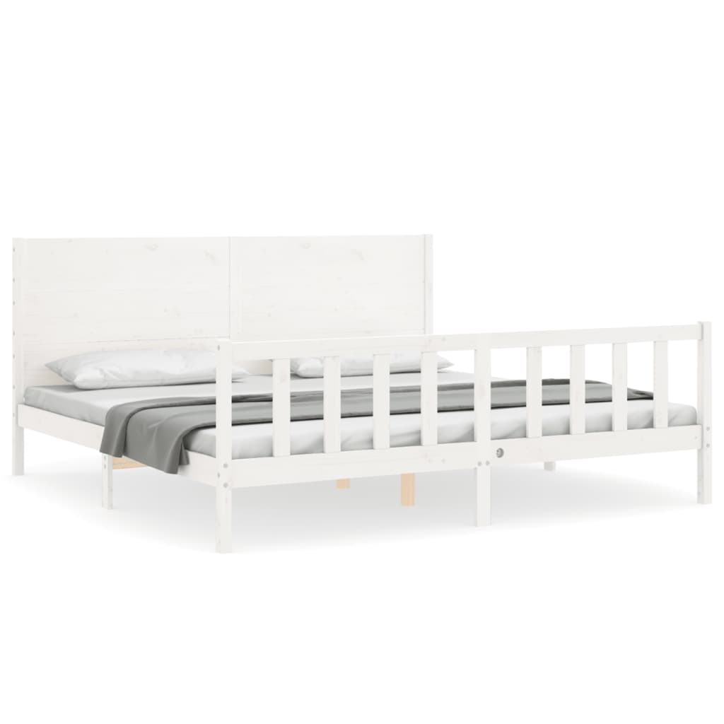 vidaXL Bed Frame without Mattress White Super King Size Solid Wood Pine