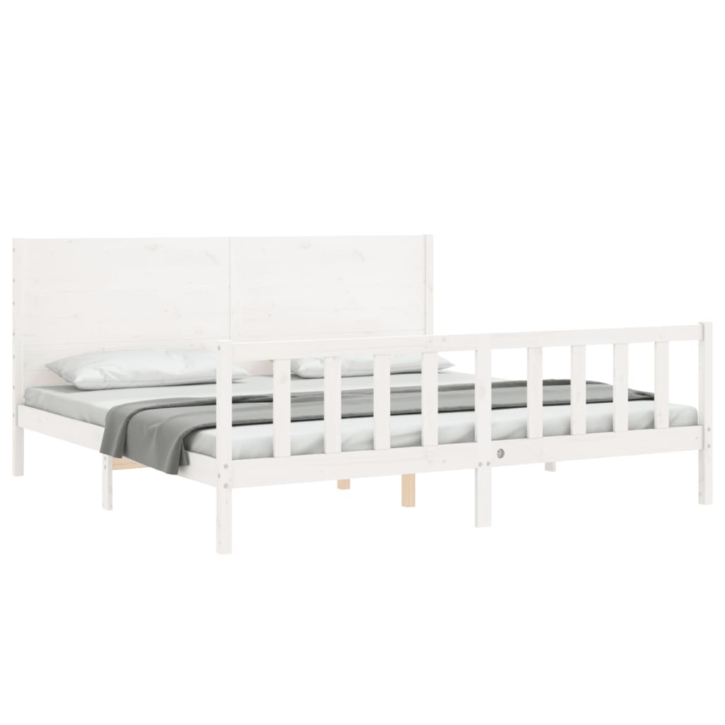 vidaXL Bed Frame without Mattress White Super King Size Solid Wood Pine