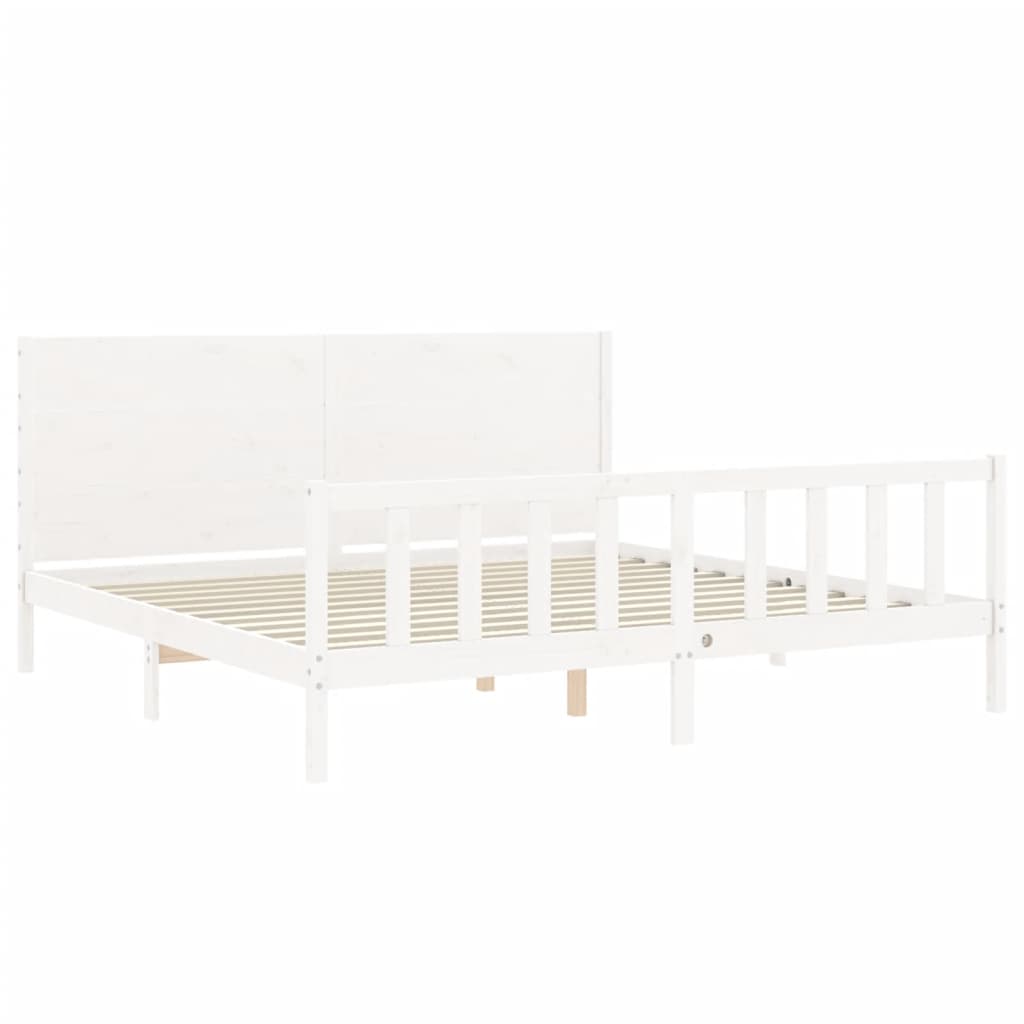 vidaXL Bed Frame without Mattress White Super King Size Solid Wood Pine