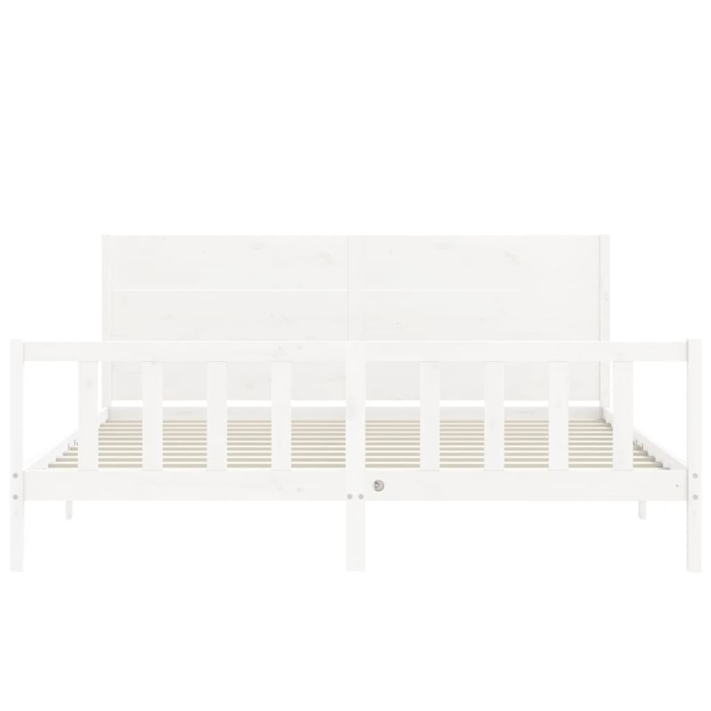 vidaXL Bed Frame without Mattress White Super King Size Solid Wood Pine