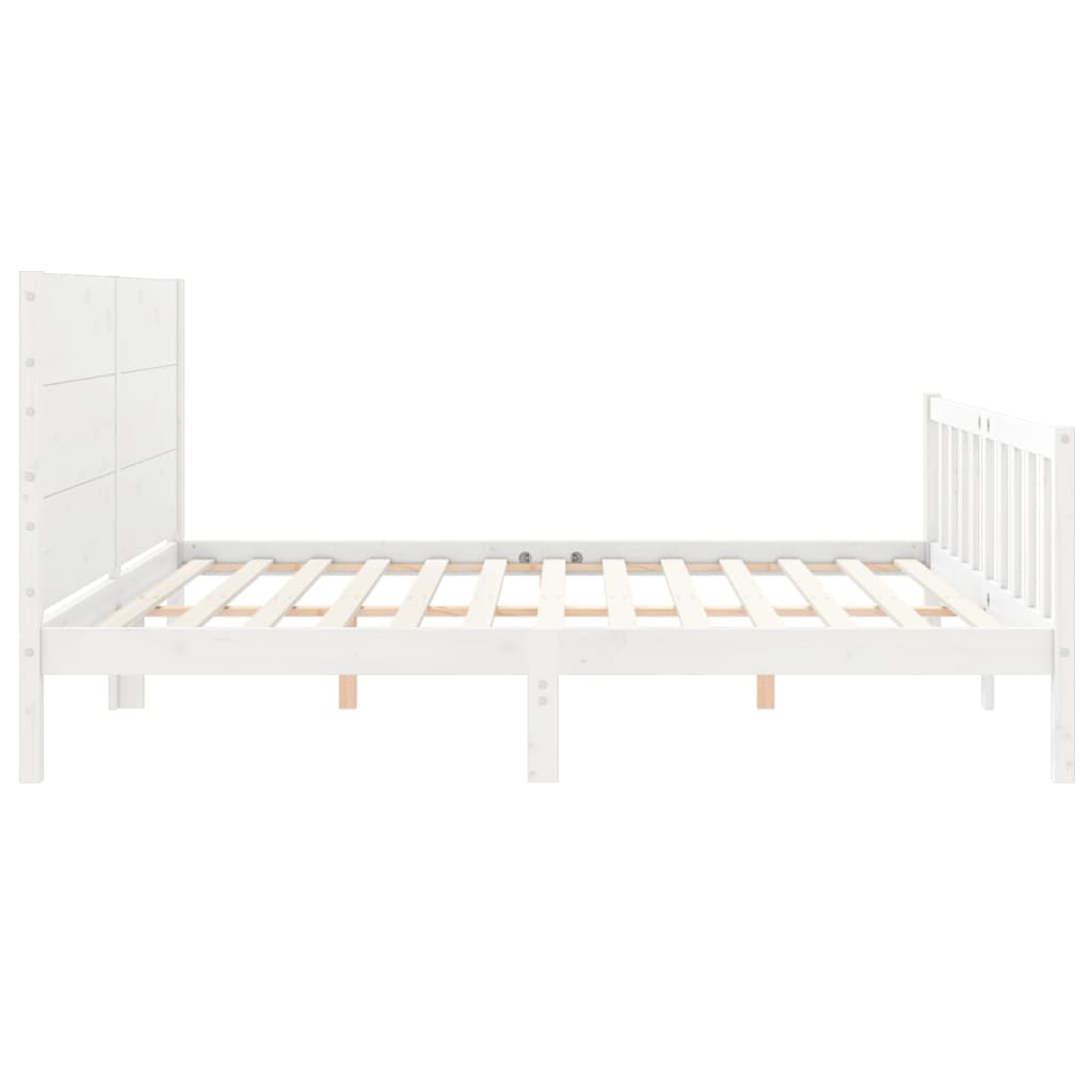 vidaXL Bed Frame without Mattress White Super King Size Solid Wood Pine