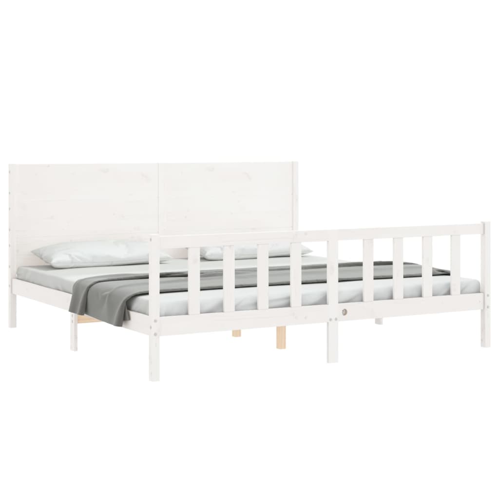 vidaXL Bed Frame without Mattress White 200x200 cm Solid Wood Pine