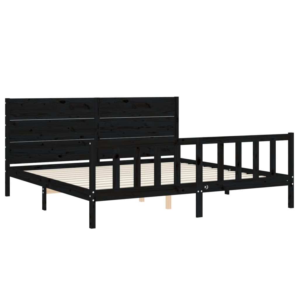 vidaXL Bed Frame without Mattress Black 200x200 cm Solid Wood Pine