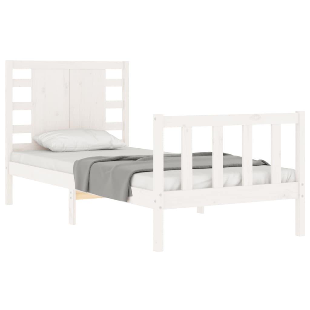 vidaXL Bed Frame without Mattress White Single Solid Wood Pine