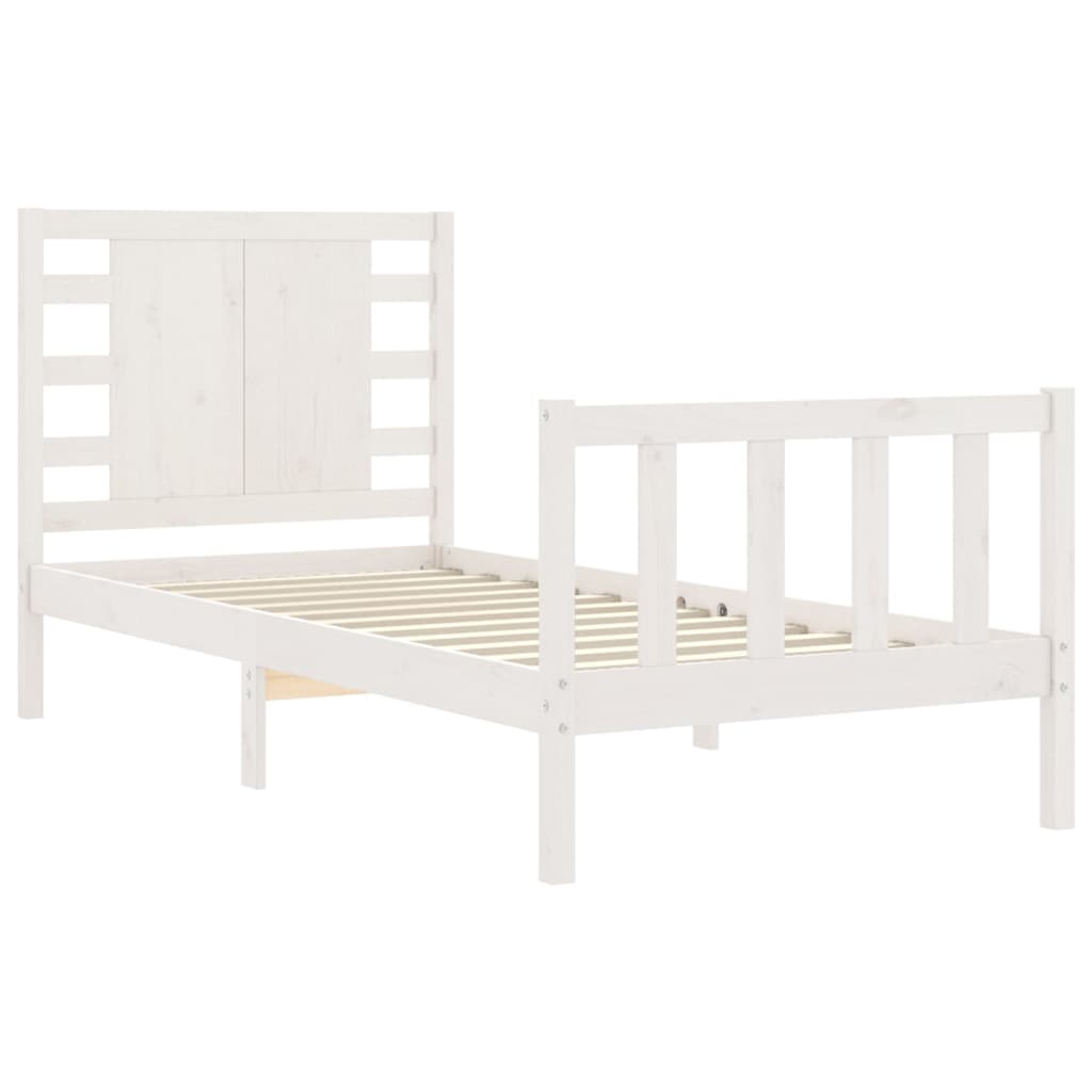 vidaXL Bed Frame without Mattress White Single Solid Wood Pine