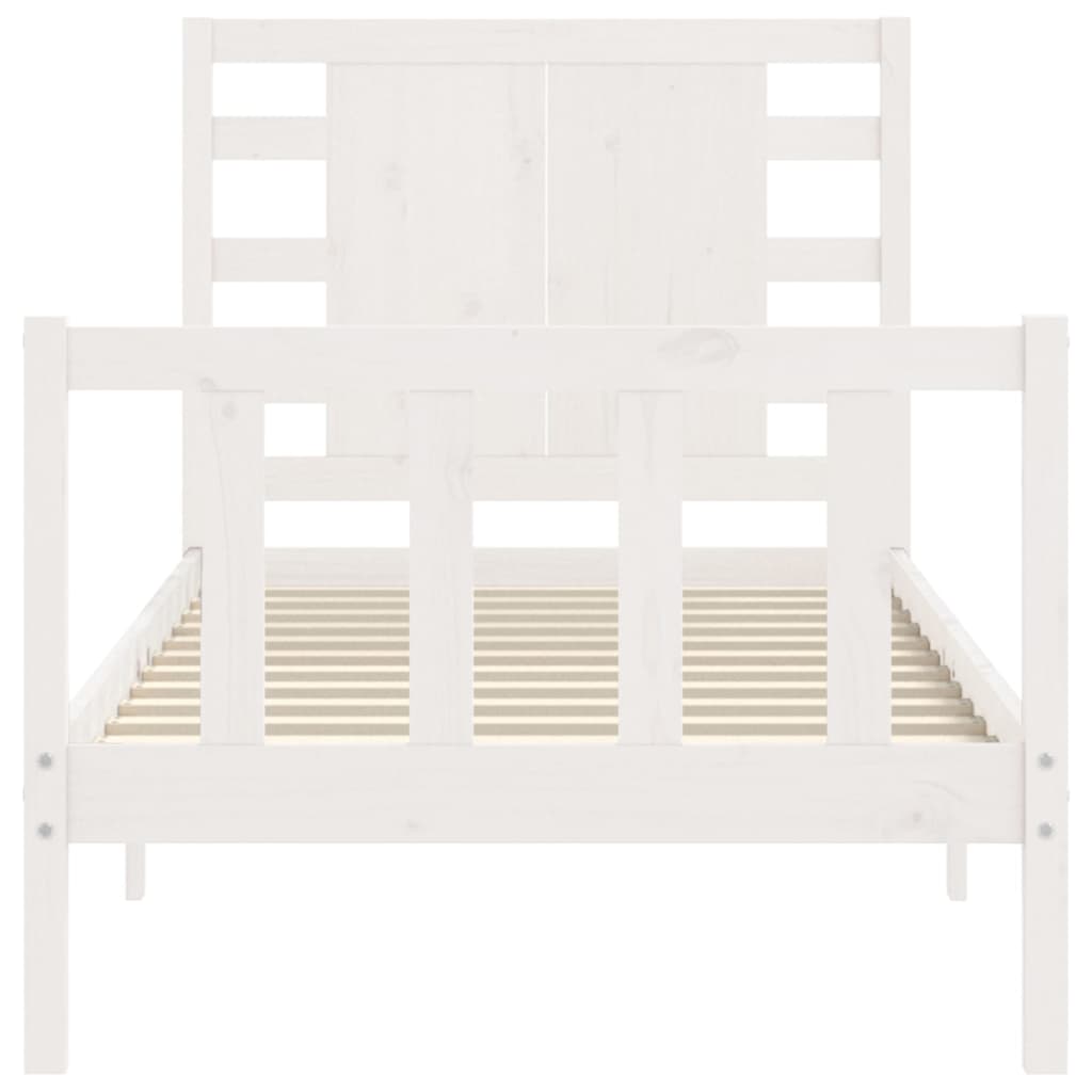 vidaXL Bed Frame without Mattress White Single Solid Wood Pine