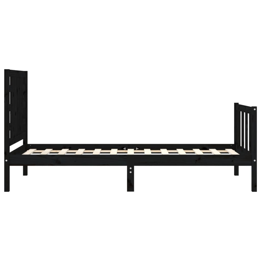 vidaXL Bed Frame without Mattress Black Single Solid Wood Pine