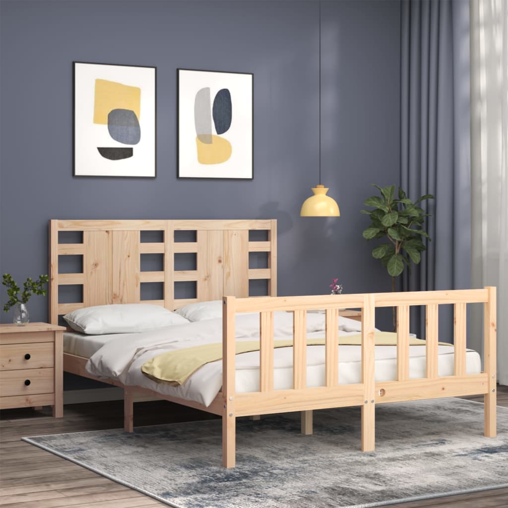 vidaXL Bed Frame without Mattress Small Double Solid Wood Pine