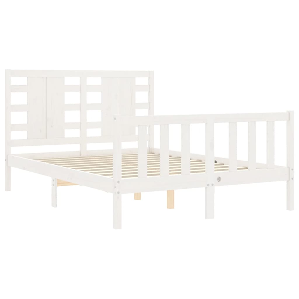 vidaXL Bed Frame without Mattress White Double Solid Wood Pine