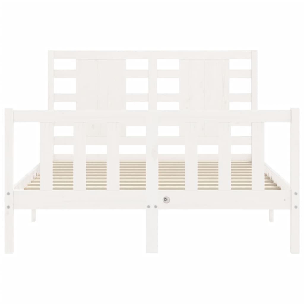 vidaXL Bed Frame without Mattress White Double Solid Wood Pine