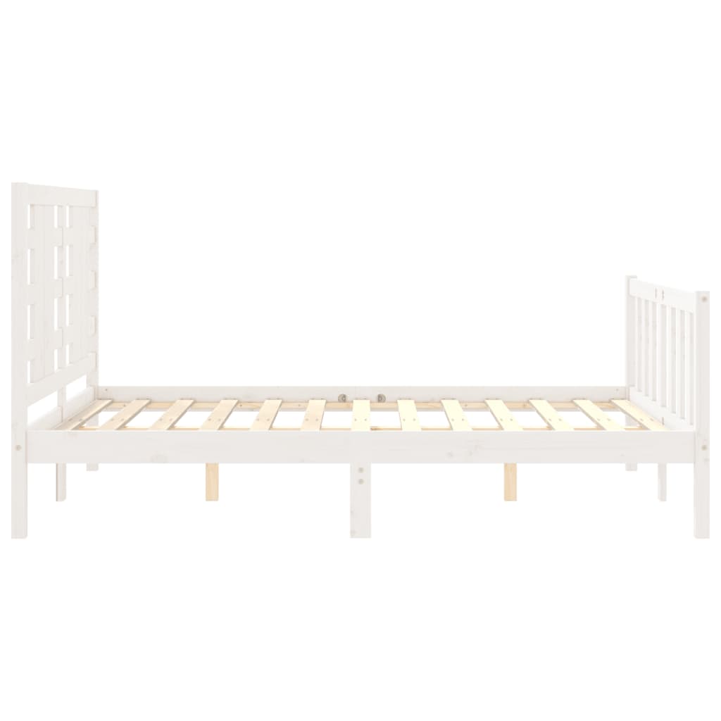 vidaXL Bed Frame without Mattress White Double Solid Wood Pine