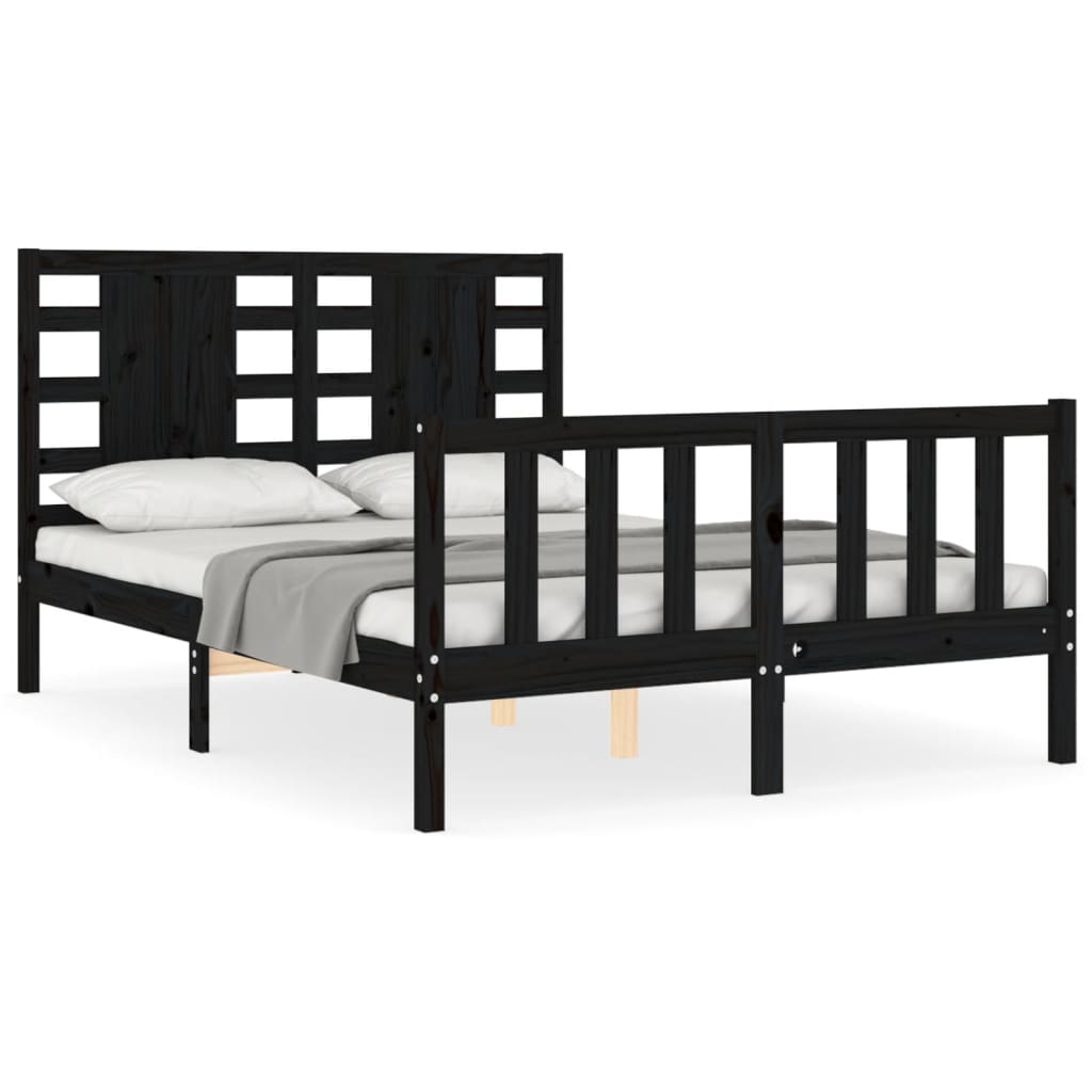 vidaXL Bed Frame without Mattress Black 140x190 cm Solid Wood Pine