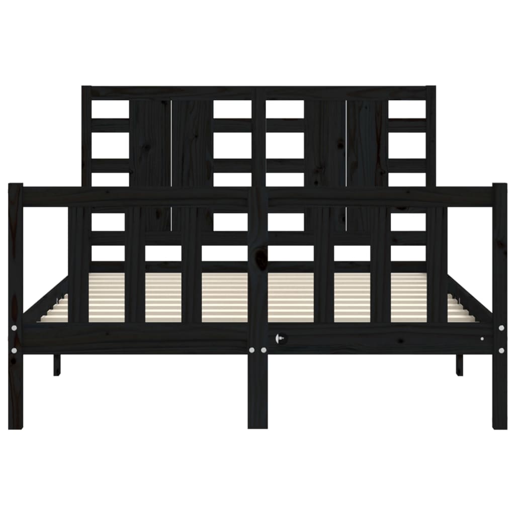 vidaXL Bed Frame without Mattress Black 140x190 cm Solid Wood Pine