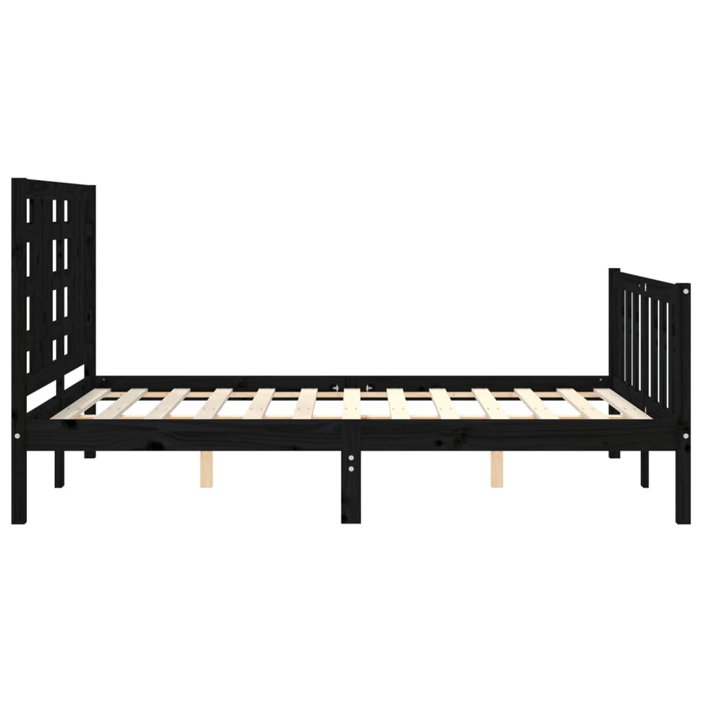 vidaXL Bed Frame without Mattress Black 140x190 cm Solid Wood Pine