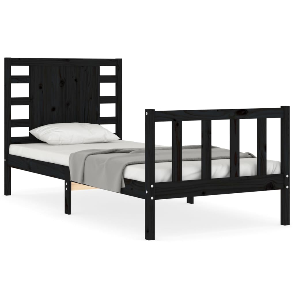 vidaXL Bed Frame without Mattress Black 90x200 cm Solid Wood Pine