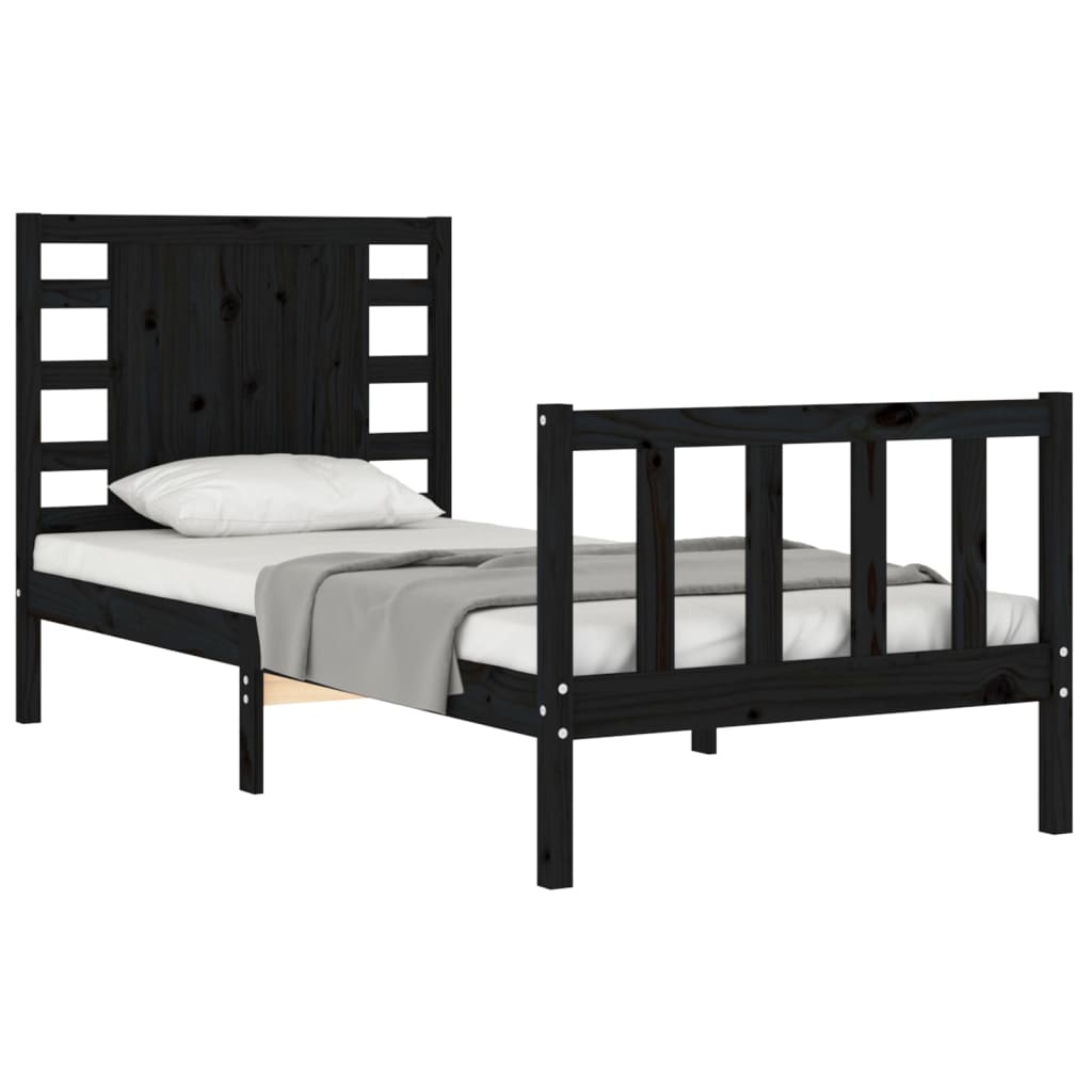 vidaXL Bed Frame without Mattress Black 90x200 cm Solid Wood Pine