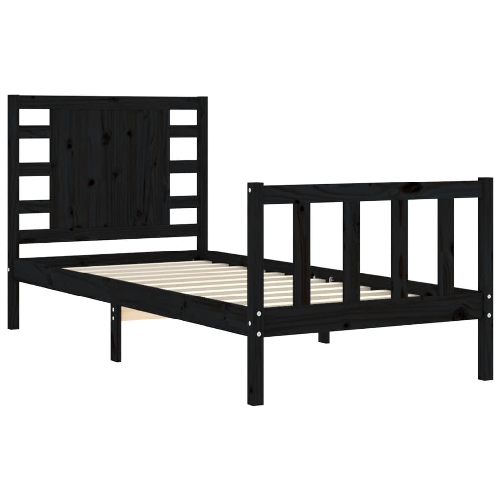 vidaXL Bed Frame without Mattress Black 90x200 cm Solid Wood Pine