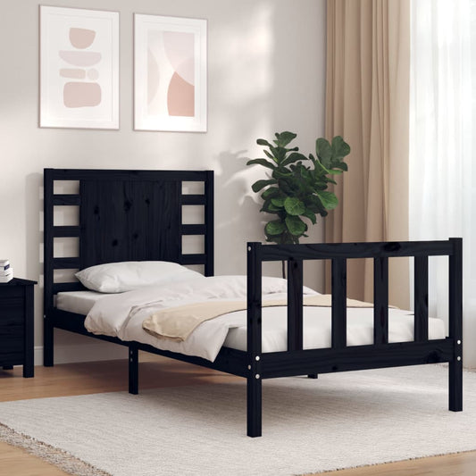 vidaXL Bed Frame without Mattress Black 90x200 cm Solid Wood Pine