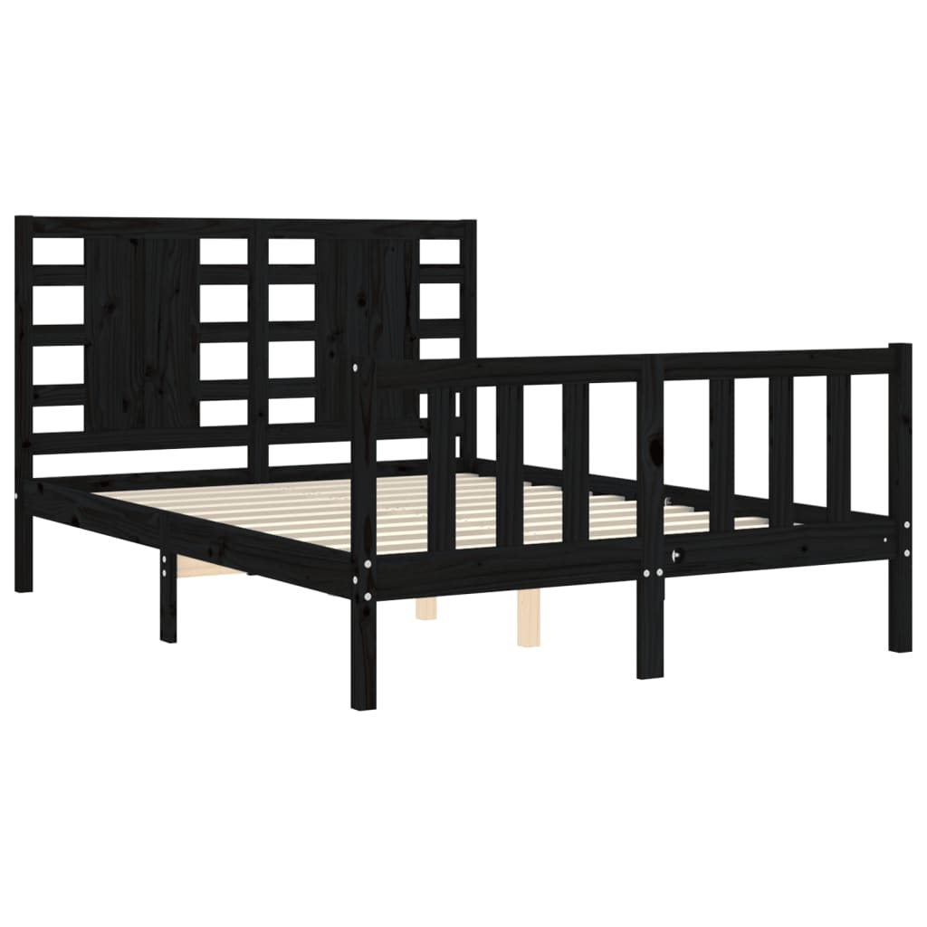 vidaXL Bed Frame without Mattress Black 140x200 cm Solid Wood Pine