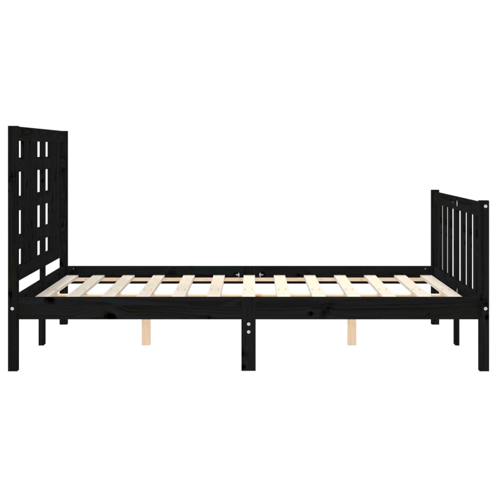 vidaXL Bed Frame without Mattress Black 140x200 cm Solid Wood Pine